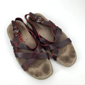 PRADA Strappy Sandal Leather Burgundy 38.5 Shoe